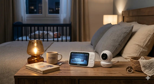 Babyphone sur table de nuit pour surveiller bébé