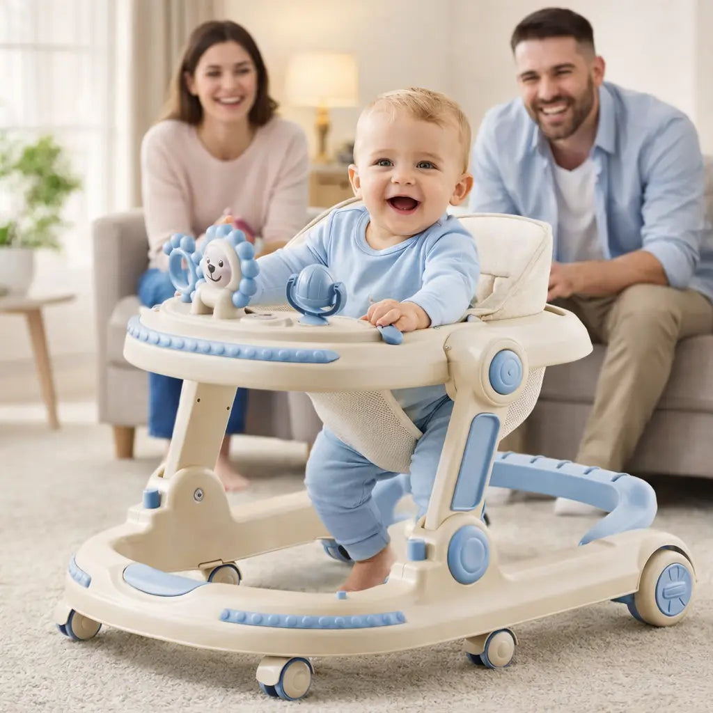 Bébé qui apprend à marcher avec trotteur bébé